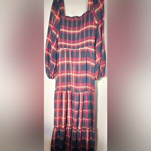 Aura Autumn Plaid flannel tiered dress